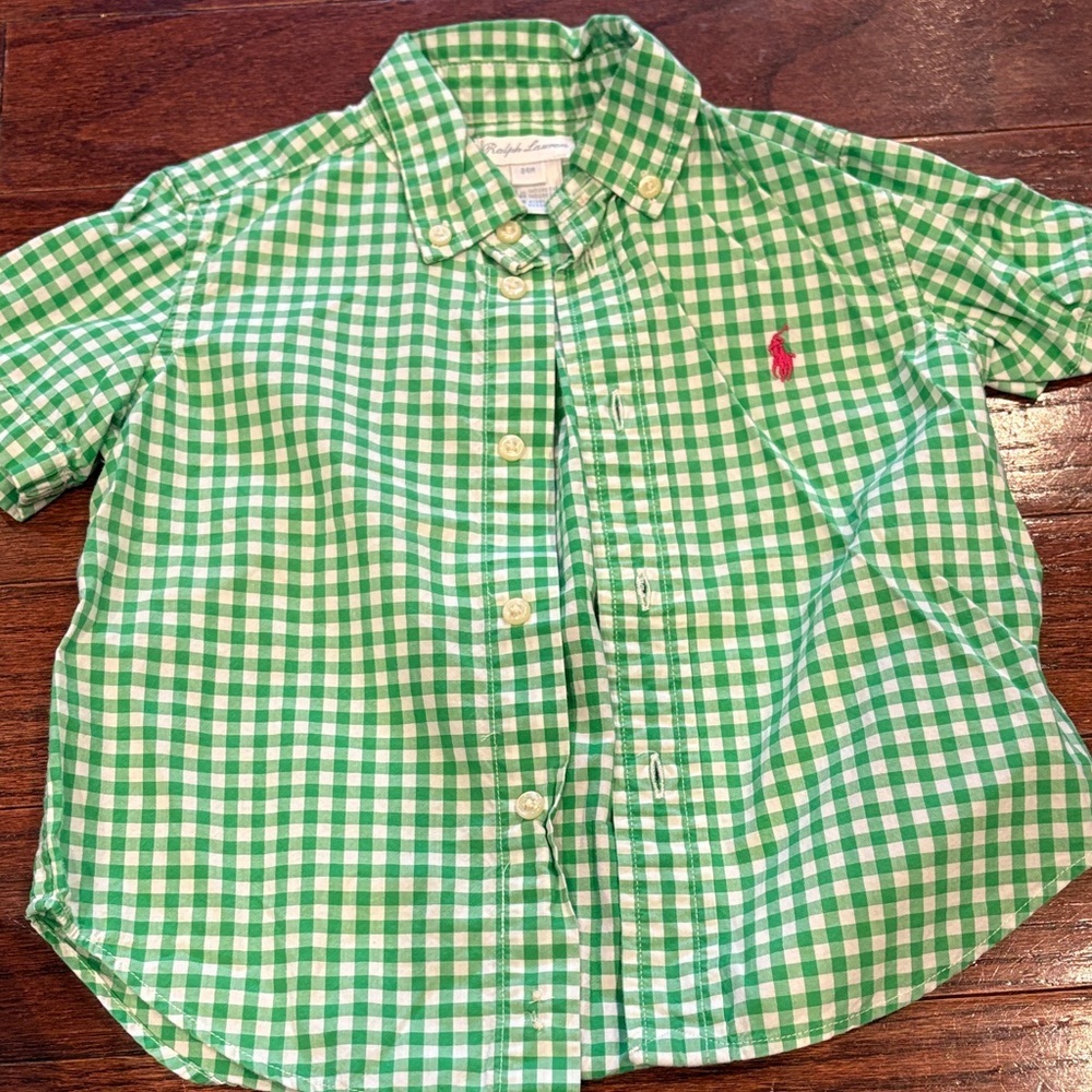 Ralph Lauren Kids Green Plaid Button-Down Shirt